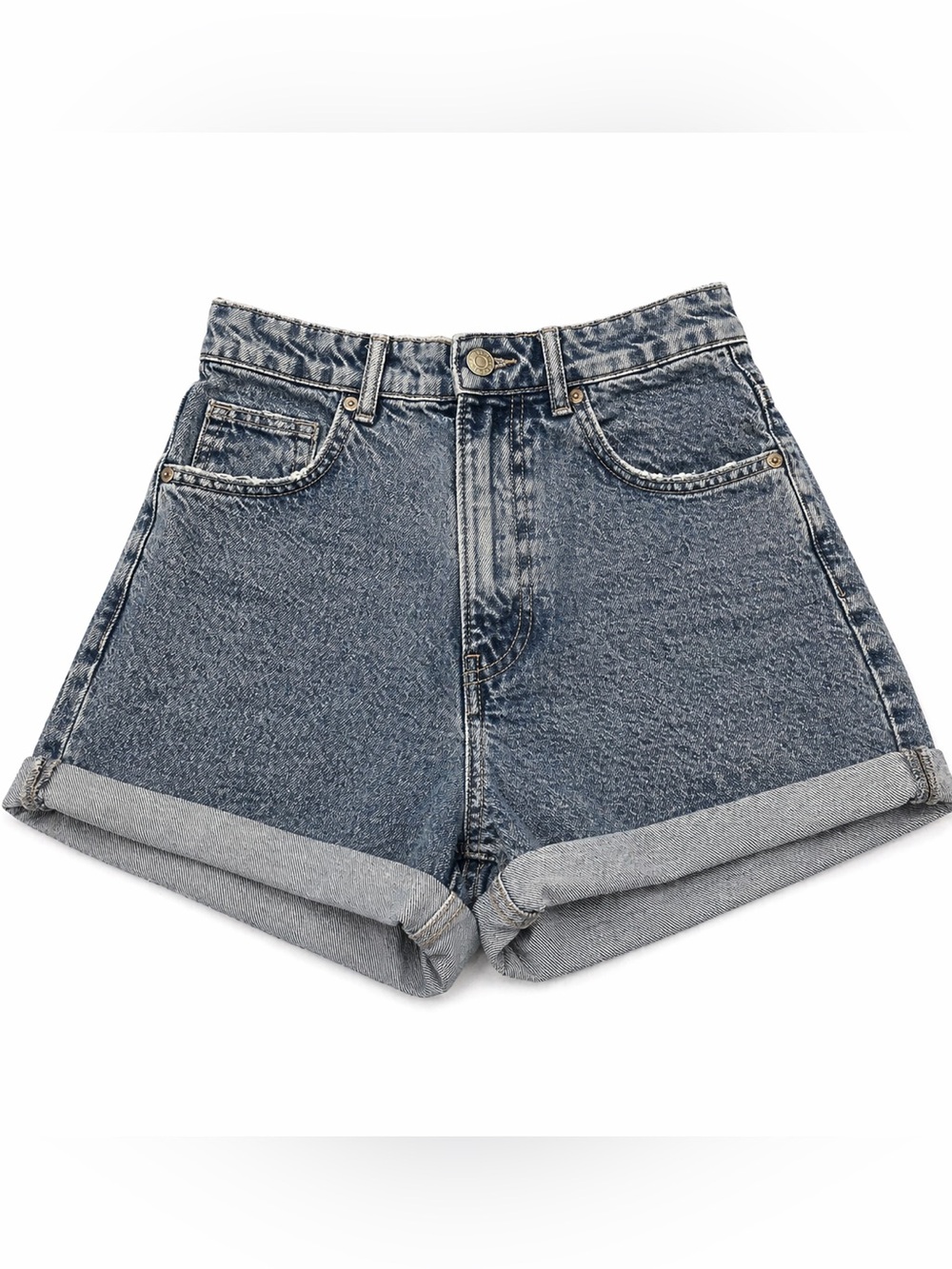 ZARA Denim Shorts EUR 36 US 4 High Rise Cuffed Blue Jean Shorts Size Small